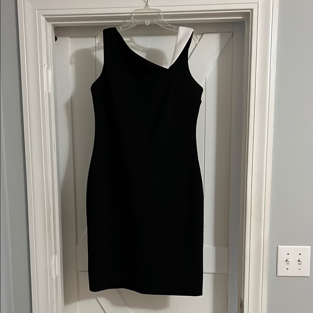 Calvin Klein Black Asymmetrical One Shoulder Cocktail Dress